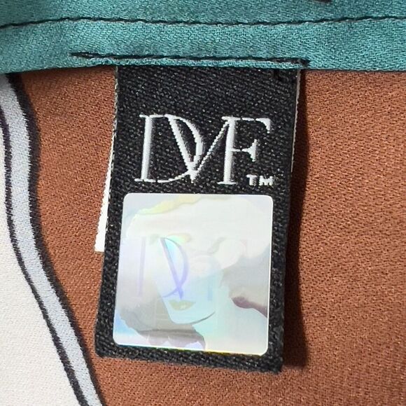 Diane Von Furstenberg Silk Mini Dress Sz 12 Multicolor Shoulder Bow Long Sleeve - Picture 10 of 14